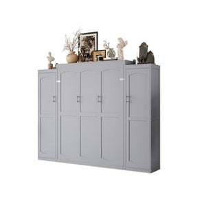 English Elm Full Full Size Murphy Bed with Two Wardrobes and Foldable Platform, Space-Saving Modern Guest Solution Gray 84.9 L x 12 W x 7 H N733S235596E