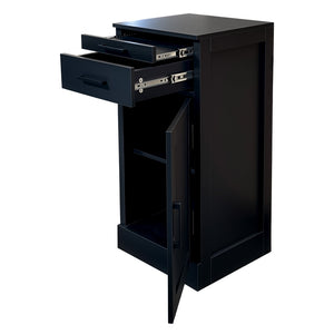 English Elm Black Walnut Modular Buffet Cabinet with Wine Storage Open Shelf and Drawer W331P410369