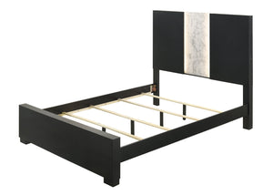 English Elm Contemporary Upholstered Queen Bed with Tufted Arched Headboard, Adjustable Height, Linen-Like Fabric Black,White 66 L x 49 W x 7 H B011S01498