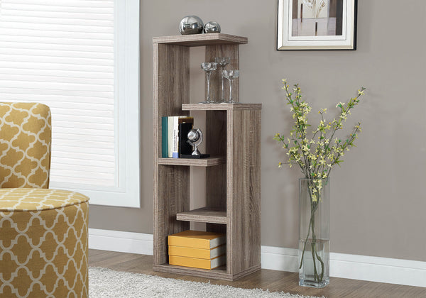 English Elm Bookshelf, 4-Tier Taupe Laminate Bookcase with 5 Open Display Shelves, Modern Clean Lines Decor B2710P219045