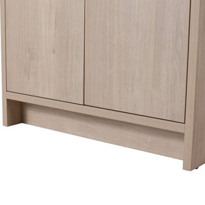 English Elm 36 Inch Freestanding Vanity with White Resin Sink, Soft-Close Doors, Adjustable Shelf, Water-Resistant Finish W999S00277