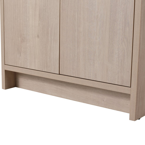 English Elm 36 Inch Freestanding Vanity with White Resin Sink, Soft-Close Doors, Adjustable Shelf, Water-Resistant Finish W999S00277
