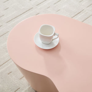 English Elm 50 Inch Sculptural Fiberglass Coffee Table Ready to Use Focal Point for Modern Living Rooms Pink W876P452392