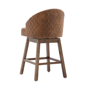 English Elm United We Win Quilted Microsuede Swivel Barstool with Wood Legs and Gold Rivet Trim W1568P361710