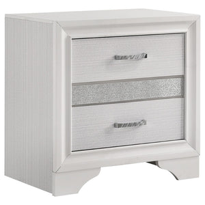 English Elm Annie Glam White Full Storage Bedroom Set with Crystal Pulls and Glitter Accents White B062S01601
