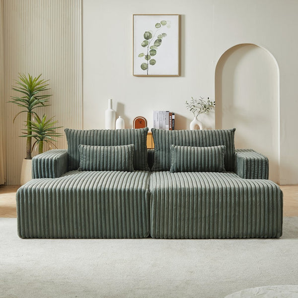 English Elm 87" Oversized Cloud-Like Chaise Lounge - No Assembly, Plush Army Green Sleeper Sofa For Modern Spaces W834S00322