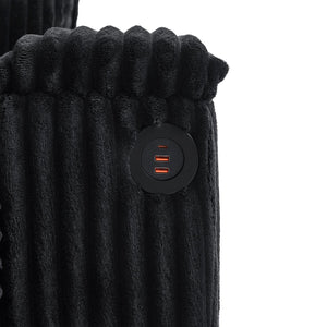 English Elm 4-seater Corduroy Sofa with USB Ports, Flip-Top Cup Holders, Hidden Arm Storage & Ultra-Deep Seats Black N719S001990B