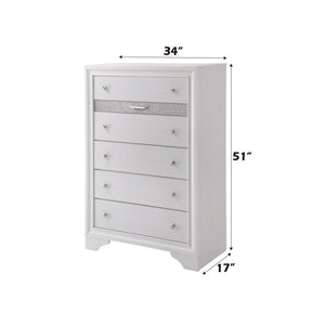English Elm Naima Textured Finish Dresser with Felt-Lined Jewelry Drawer, Smooth Metal Glides & Silver Pulls White 57 L x 20 W x 37 H B2726P261241