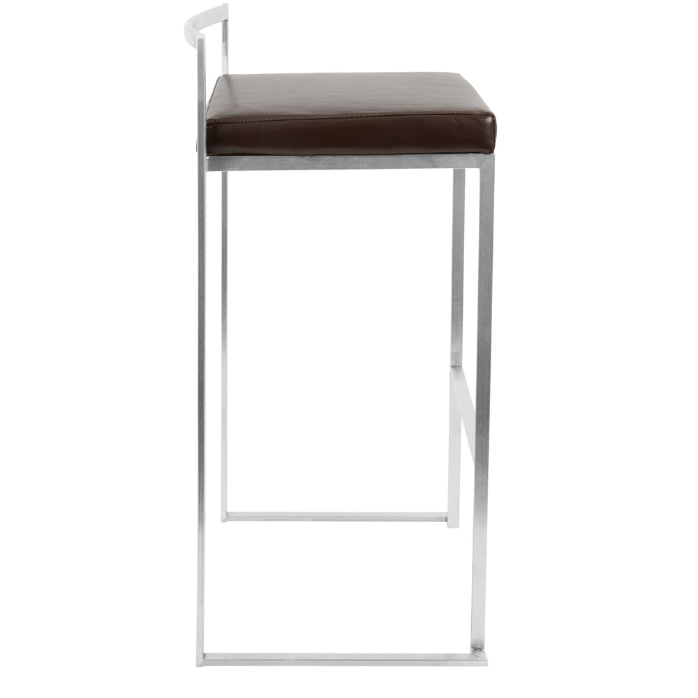 English Elm Fuji Contemporary Stackable Barstool with Plush Faux Leather Seat — Comfortable Modern Counter Seating Brown B202P222301