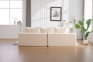 English Elm Oversized Corduroy Cloud Couch Convertible Sleeper Sofa with Memory Foam Seating Beige W395S00116