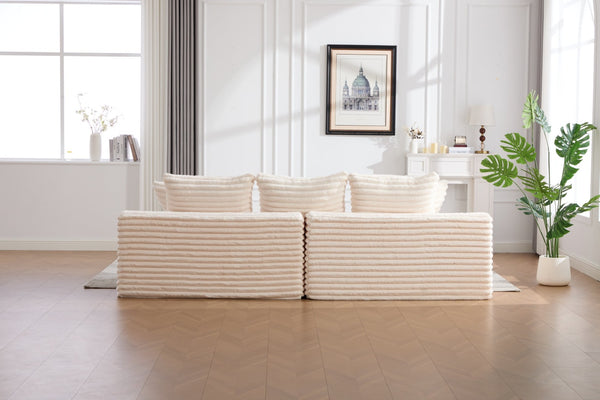 English Elm Oversized Corduroy Cloud Couch Convertible Sleeper Sofa with Memory Foam Seating Beige W395S00116