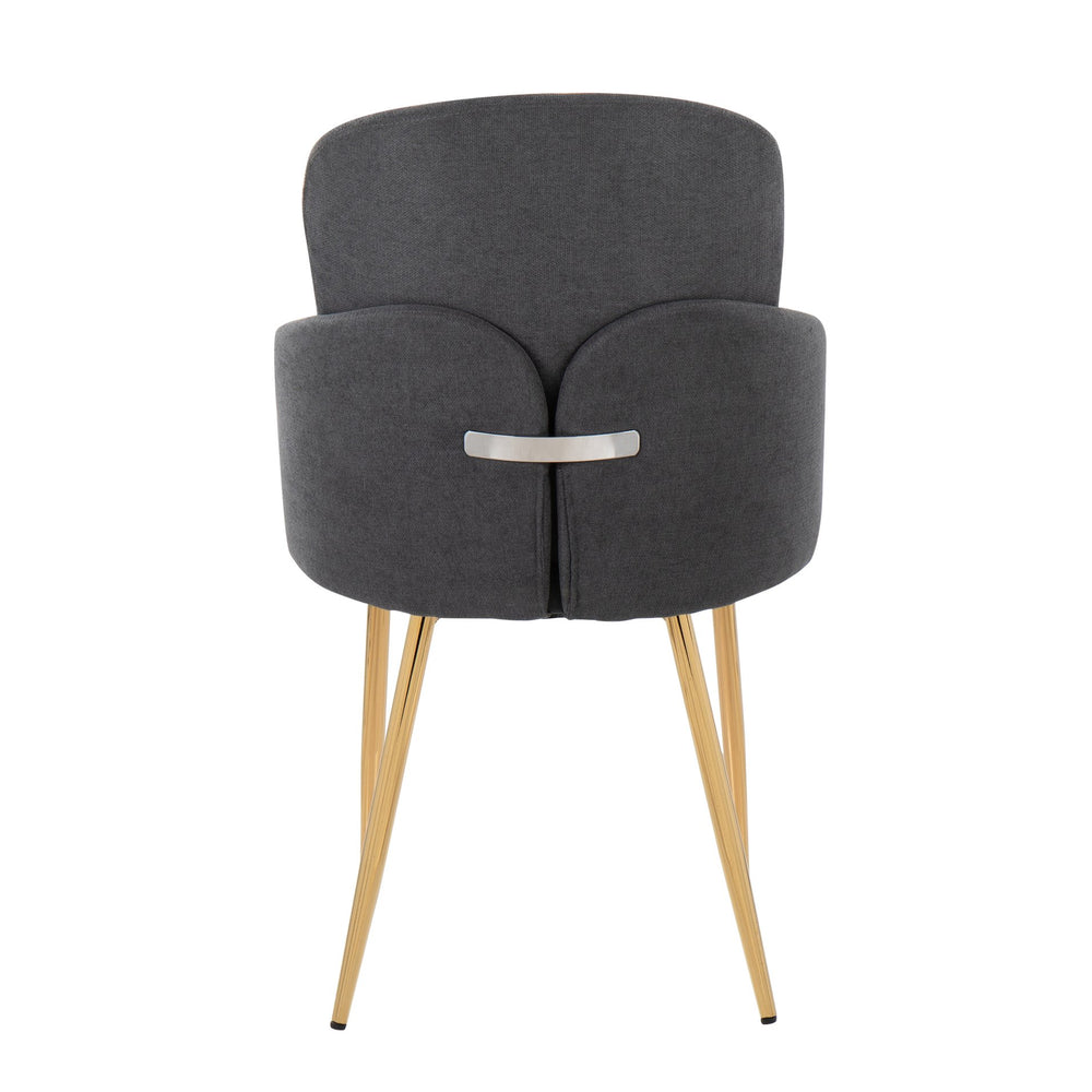 English Elm Dahlia Modern Dining Chairs Set Of 2 - Gold Metal Frame, Grey Fabric, Chrome Accents For Elegance B202S01184