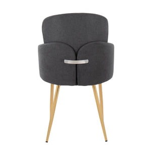 English Elm Dahlia Modern Dining Chairs Set Of 2 - Gold Metal Frame, Grey Fabric, Chrome Accents For Elegance B202S01184