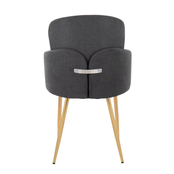 English Elm Dahlia Modern Dining Chairs Set Of 2 - Gold Metal Frame, Grey Fabric, Chrome Accents For Elegance B202S01184