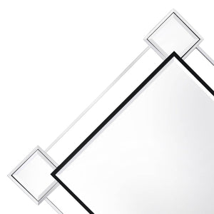 English Elm Asbury Diamond Shaped Geometric Wall Mirror with Chrome Frame and Beveled Panels B2726P448749