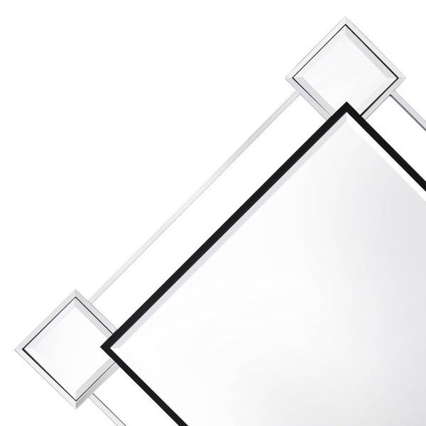 English Elm Asbury Diamond Shaped Geometric Wall Mirror with Chrome Frame and Beveled Panels B2726P448749