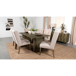 English Elm Roman Mango Brown Rectangular Dining Table with V-Leg Braces, Mango Wood Grain, Rustic Modern 80" Long B062P358239