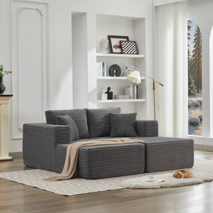 English Elm 106" Cloud Sectional Couch – Luxurious Modular Deep-Seating Sofa In Gray Corduroy, No Assembly Needed! W1143S00024