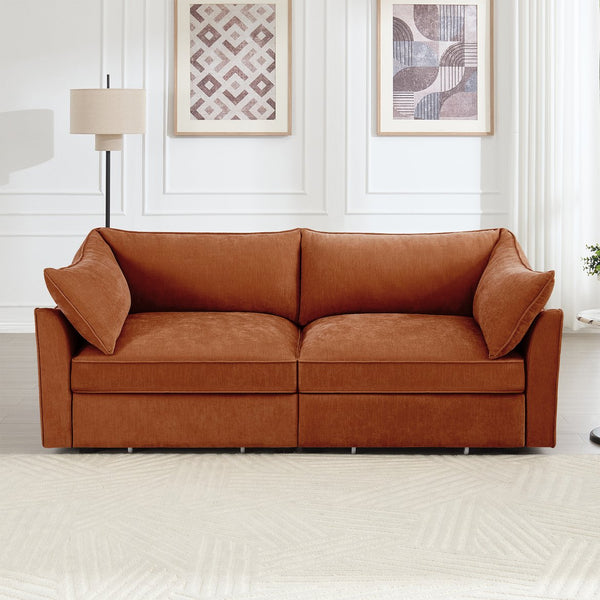 English Elm 2 Seater Sofa With Chic Crescent Armrests, Hidden Storage Drawers, Perfect For Small Spaces! W3041S00202