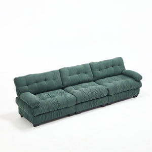 English Elm Modular Cloud Sectional Sofa Flannelette Deep Seat Couch for Living Room with Pillows Green W2120S00031