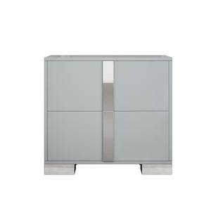 English Elm 3-Pieces Mirrored 6-Drawer Dresser and Two Nightstands with Sleek Metal Legs for Modern Living Gray 54.25 L x 20.75 W x 8.5 H N733S307938G