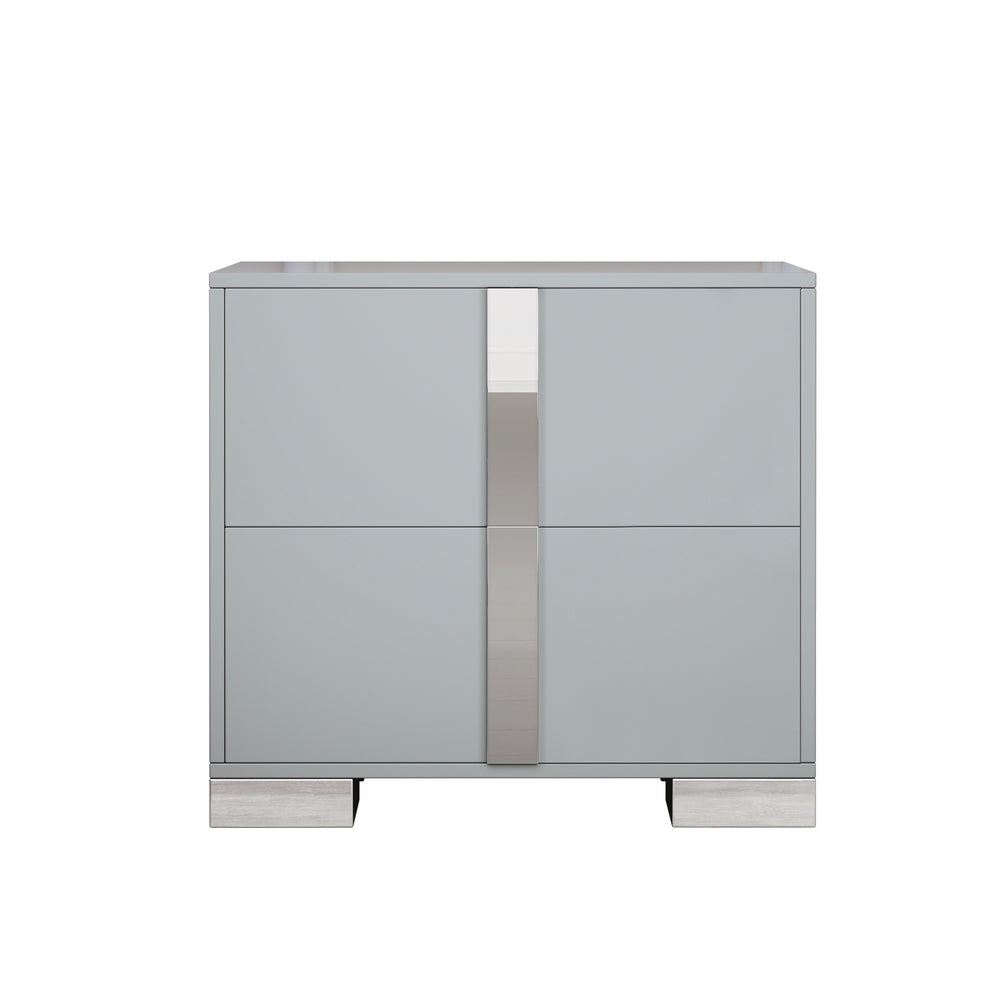 English Elm Elegant Nightstand with Metal Feet and Two Spacious Drawers for Stylish Bedroom and Living Rooms Gray 28.75 L x 17.75 W x 7.75 H N733P307938G