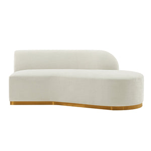 English Elm Daria 132" Chenille Sectional with Golden Mop Base — Luxurious High‑Density Foam, Pine Frame, 1100lb Capacity Ivory B365S00120