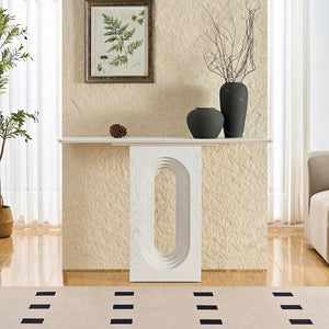 English Elm Length 47.24 Inch Entryway Console Table with Loopback Design, Narrow Modern MDF Sofa Table for Hallway W2582P360922