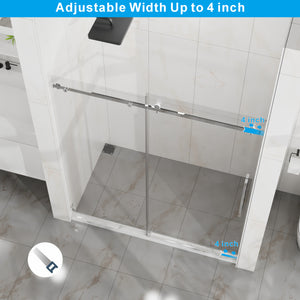 English Elm Goodyo Frameless Sliding Shower Door, 60" X 72" With 6Mm Tempered Glass & Easy-Clean Chrome Hardware D163118743