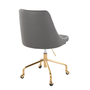 English Elm Marche Upholstered Adjustable Office Chair with Button Tufted Back, Gold Casters, Swivel Comfort Grey B202P223942