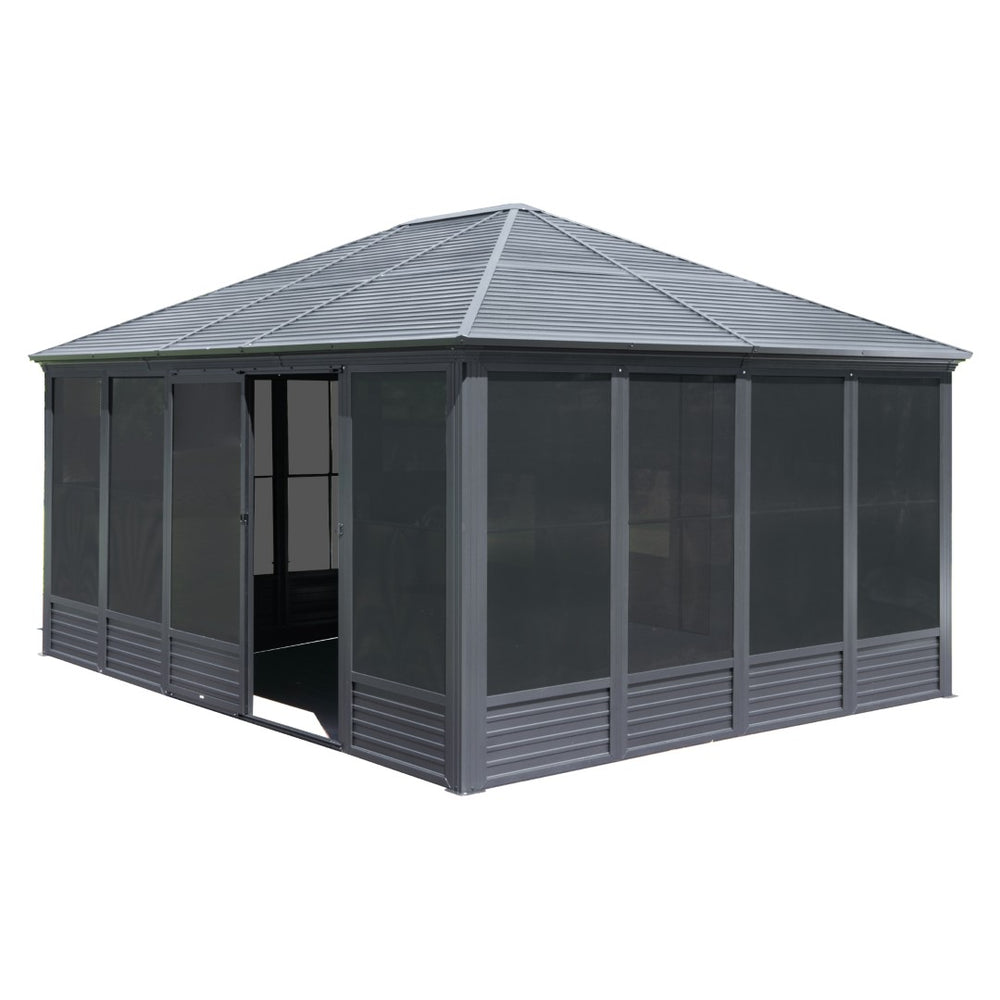 English Elm 13x16.5ft Aluminum Hardtop Solarium Four Season Patio Enclosure with Sliding Doors W1859P276729