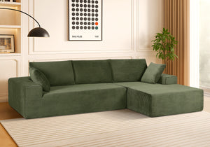 English Elm Cozyform Convertible Sectional Sofa - Soft Corduroy, No Assembly, Versatile Comfy Couch In Dark Green B2735P359710