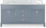 Christopher Knight Home® - Noble House - - 73'' Bathroom Vanity With Marble Top & Double Ceramic Sinks, 4 Doors, 3 Drawers, Gray