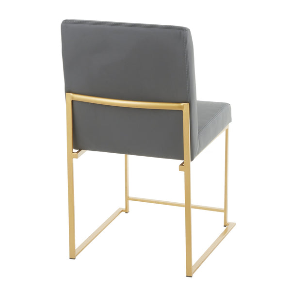 English Elm High Back Fuji Contemporary Dining Chair Set In Gold & Grey Faux Leather - Stylish & Comfortable Design B202P223541