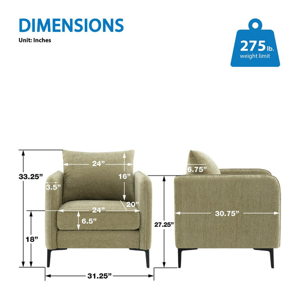 OSP Home Furnishings Newhaven Contemporary Accent Chair with Black Metal Legs for Modern Living Rooms Sea NWN-S126