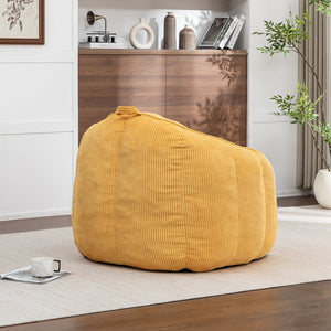 English Elm Giant Corduroy Bean Bag with Armrests Shredded Foam Lounge Chair for Living Room Yellow W2200P442626