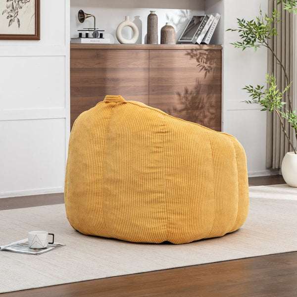 English Elm Giant Corduroy Bean Bag with Armrests Shredded Foam Lounge Chair for Living Room Yellow W2200P442626