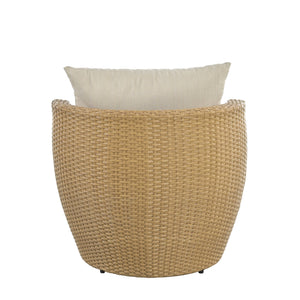 English Elm Christopher Knight Home® - KONO 3PC Outdoor Boho Faux Wicker Chat Set with Tempered Glass Table, Beige Cushions, Durable Elegance N775P245731B