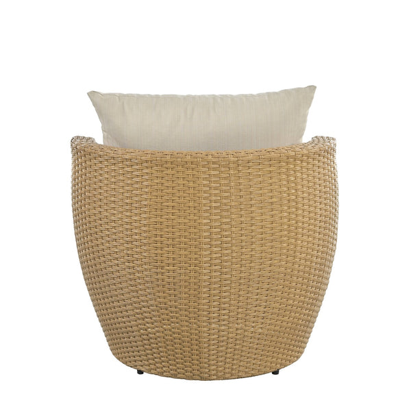 English Elm Christopher Knight Home® - KONO 3PC Outdoor Boho Faux Wicker Chat Set with Tempered Glass Table, Beige Cushions, Durable Elegance N775P245731B