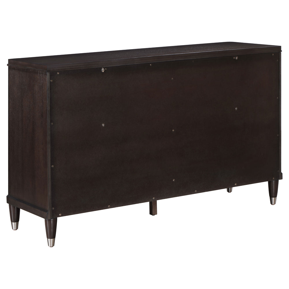 English Elm Niguel Brown 6-Drawer Dresser with Silver-Tone Hardware, Contemporary Wide Top, Generous Storage & Chic Trim Details B062P354066