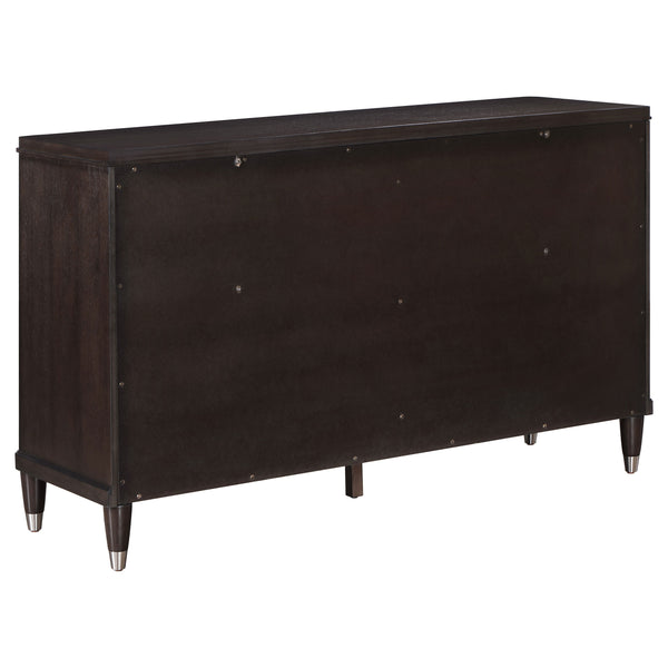 English Elm Niguel Brown 6-Drawer Dresser with Silver-Tone Hardware, Contemporary Wide Top, Generous Storage & Chic Trim Details B062P354066