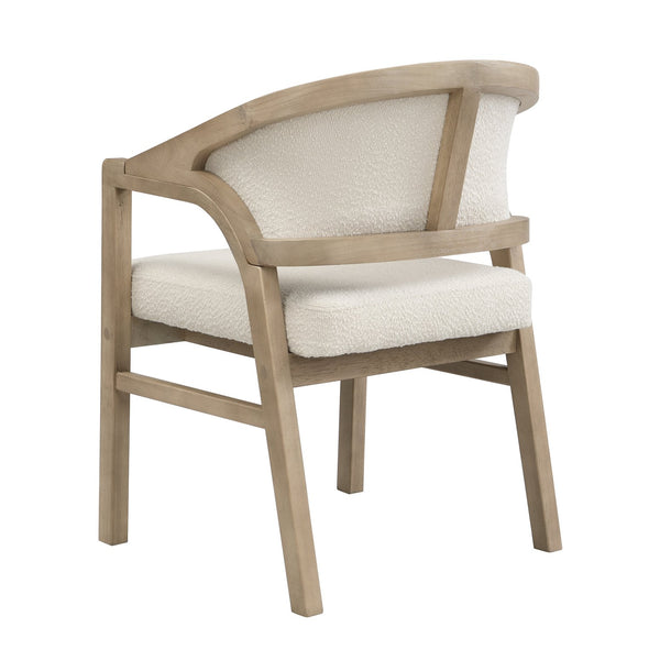 English Elm Christopher Knight Home® - Wooden Modern Dining Chair with Ergonomic Curved Back and Bouclé Upholstery, Solid Rubberwood Craftsmanship Beige,Natural N771P346814A