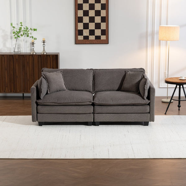 English Elm Modern Chenille Sectional Sofa with Chaise Lounge Solid Wood Frame Living Room Seating Antique Grey W2530P463107