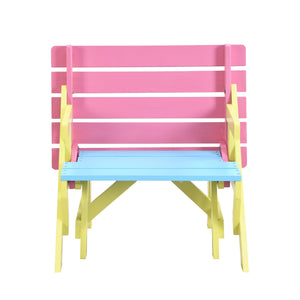 English Elm KID'S Multi-Functional Arm Chair Table Set with 2 Benches - Blue/Pink Wooden Kids Activity Furniture W495P170202