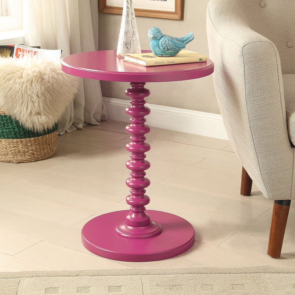 English Elm Purple Accent Table - Whimsical Round Design With Sturdy Pedestal Base For Stylish Living Spaces B062P209055-GIGA