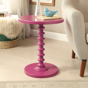 English Elm Purple Accent Table - Whimsical Round Design With Sturdy Pedestal Base For Stylish Living Spaces B062P209055-GIGA