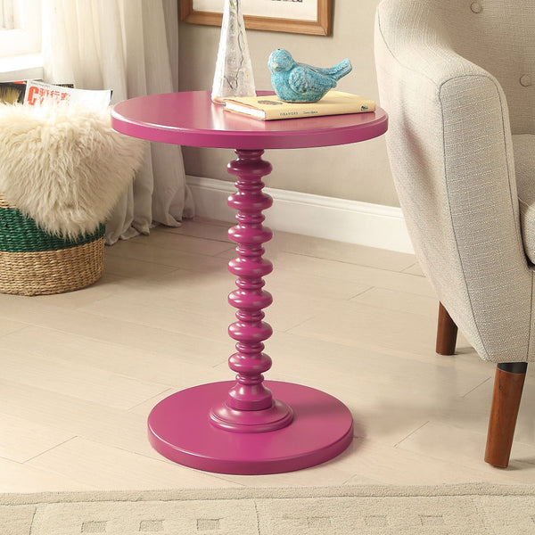 English Elm Purple Accent Table - Whimsical Round Design With Sturdy Pedestal Base For Stylish Living Spaces B062P209055-GIGA