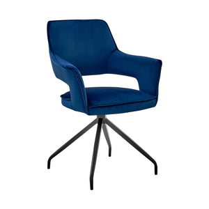 English Elm Devora Modern Velvet Dining Accent Chair with Durable Upholstery and Sturdy Wooden Four-Leg Base Blue B2736P354282