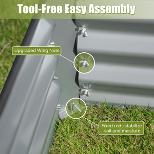 English Elm 6x3x2ft Galvanized Raised Garden Bed with Rust-Resistant Steel, Open Base, Support Rods & Safe Edges Silver W1859P197915