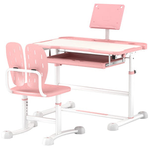 English Elm Qaba Kids Desk And Chair Set - Adjustable, Ergonomic Study Furniture With Storage & Tilt Top, Pink W2225P229107-GIGA